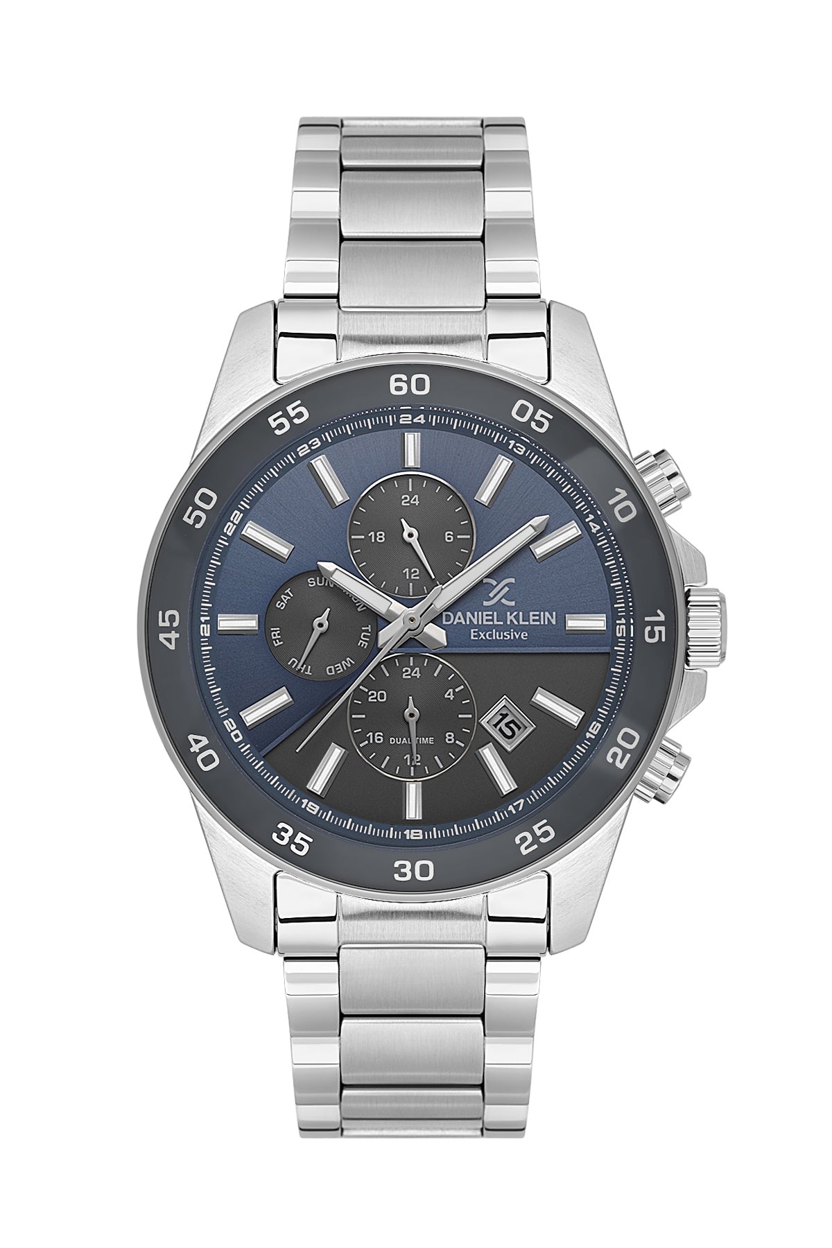 Men Blue Dial Silver Chronograph Analogue Watch