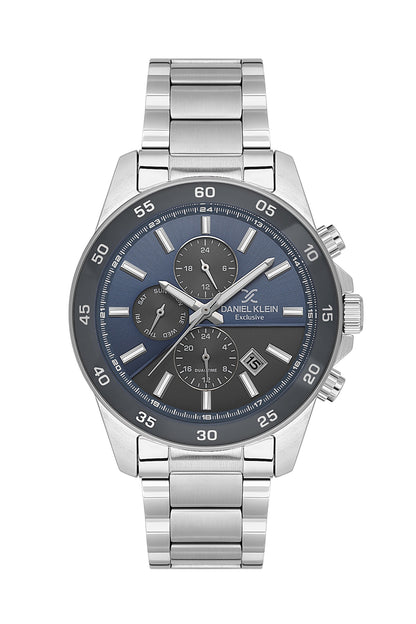 Men Blue Dial Silver Chronograph Analogue Watch