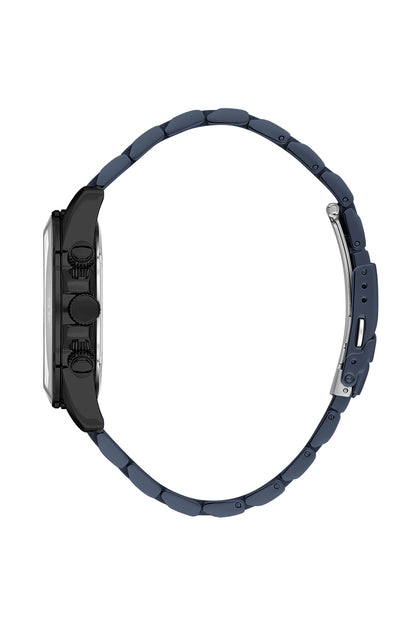 Men Navy Blue Dial Blue Chronograph Analogue Watch