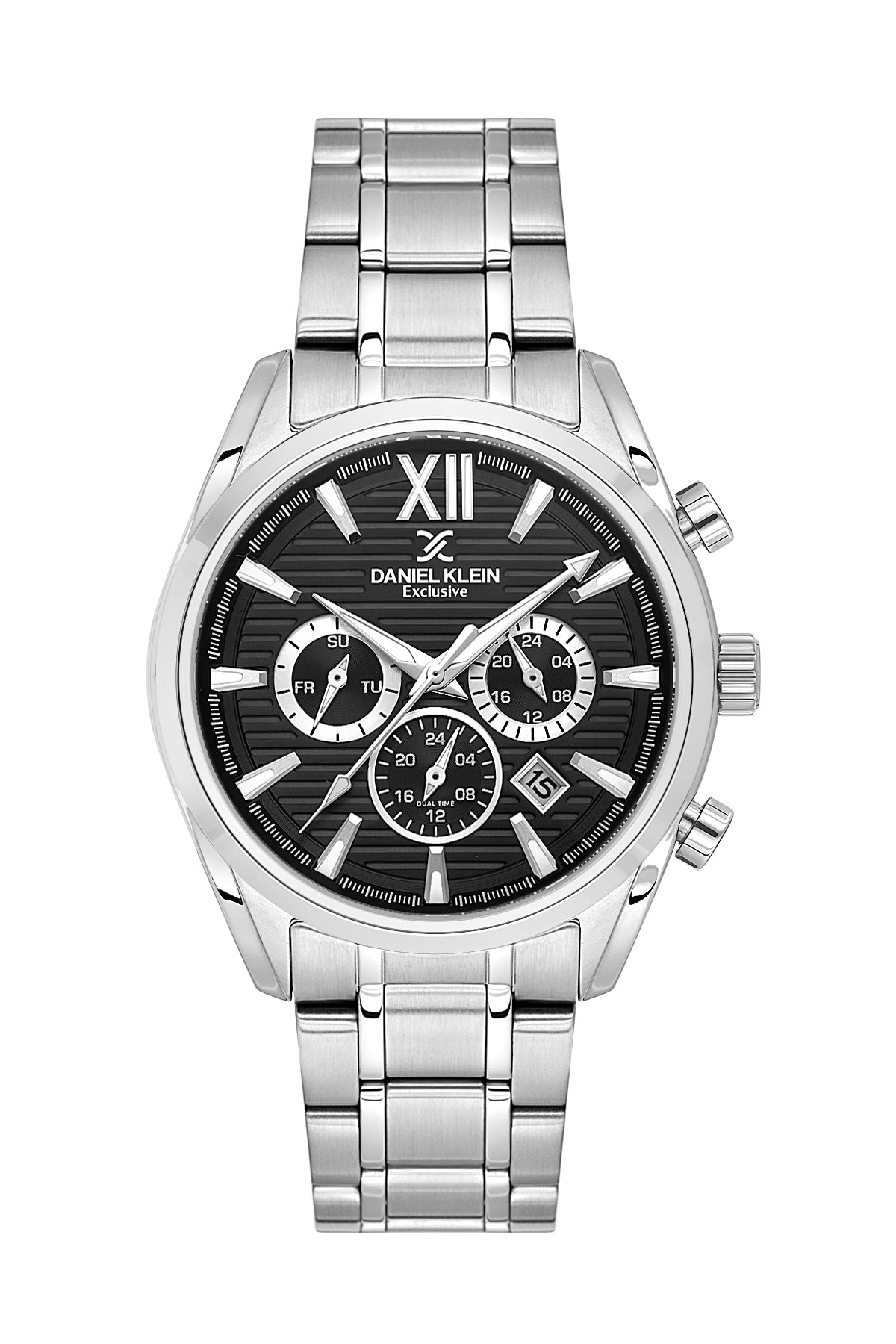 Men Black Dial Silver Chronograph Analogue Watch