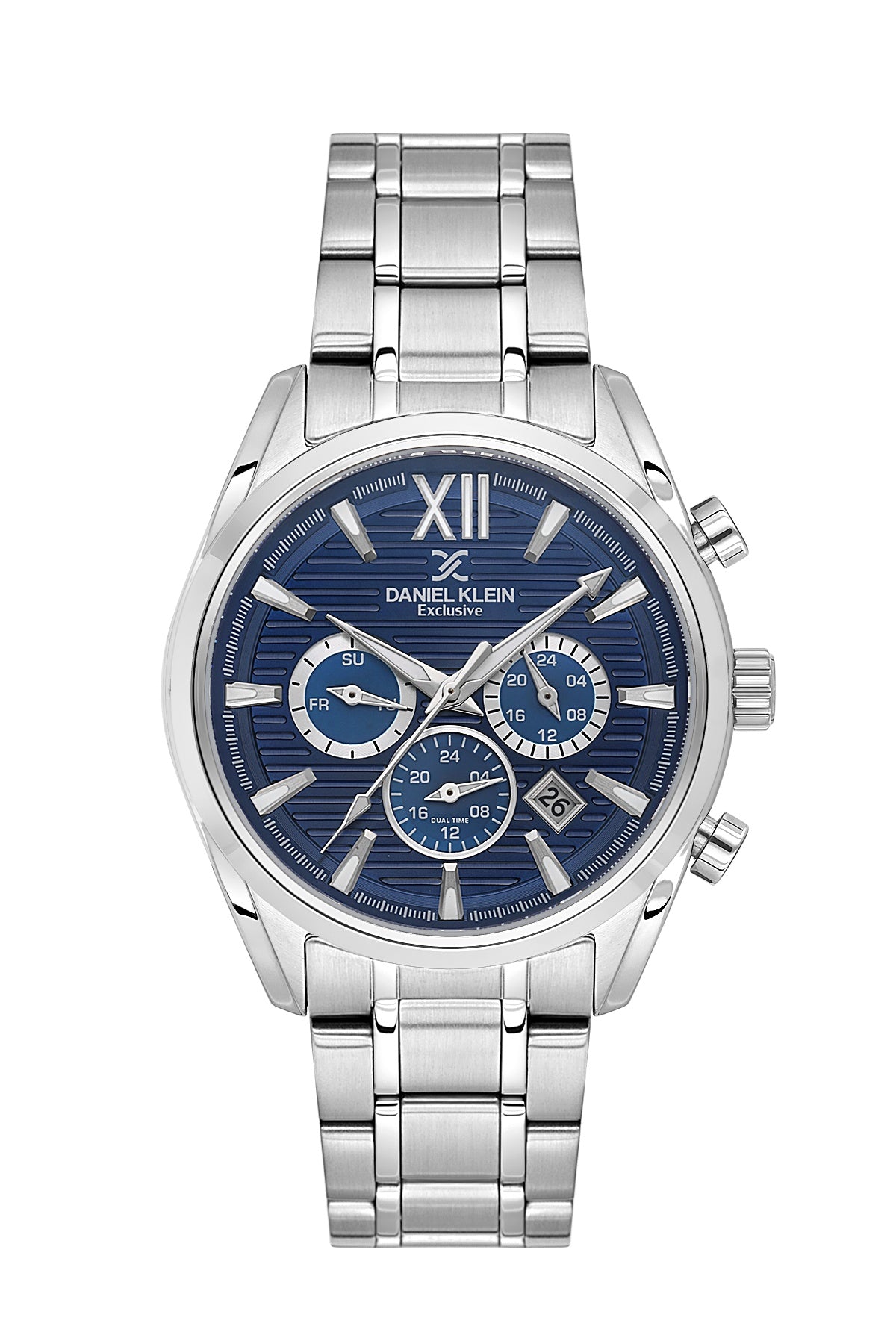 Men Blue Dial Silver Chronograph Analogue Watch