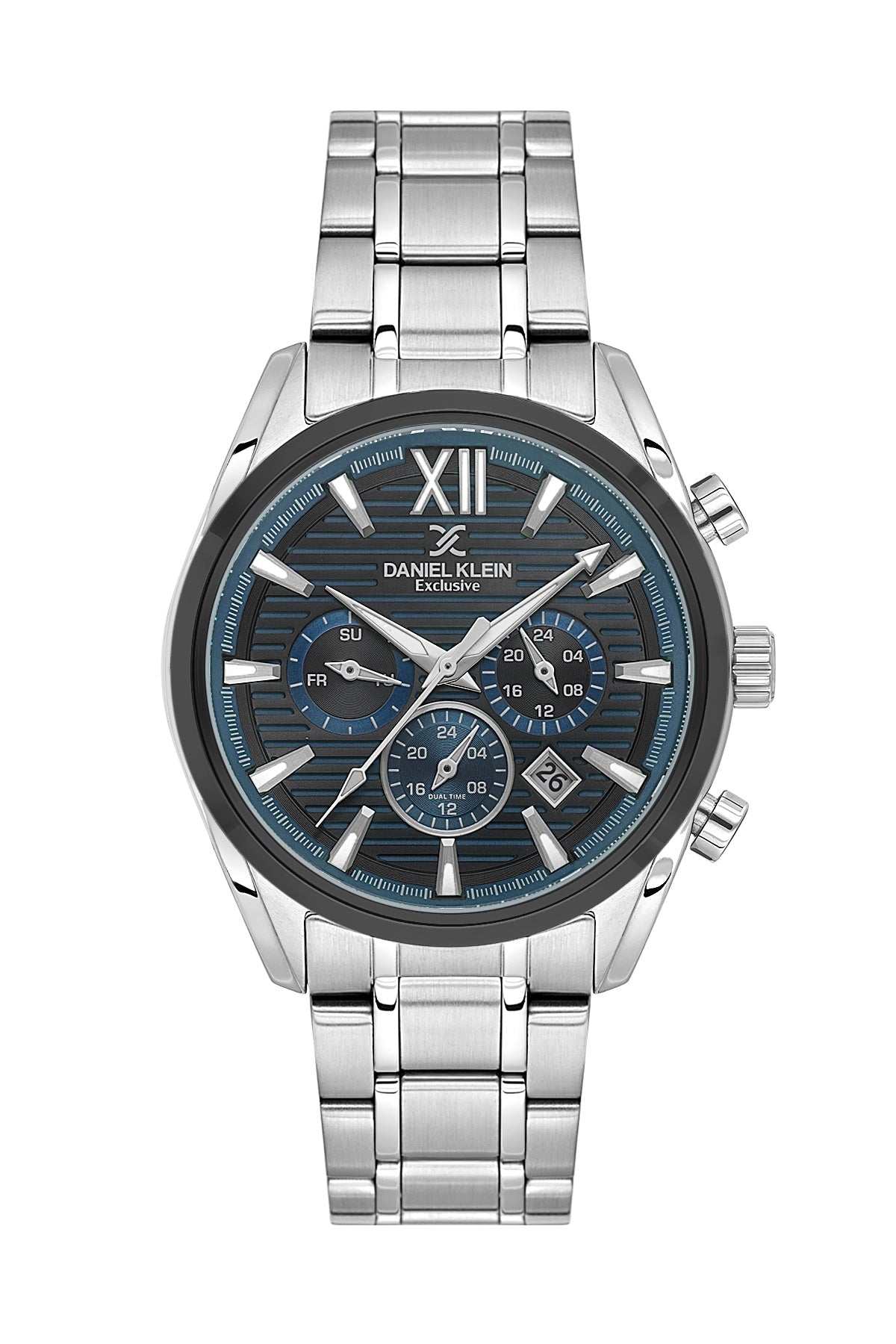 Men Blue Dial Silver Chronograph Analogue Watch