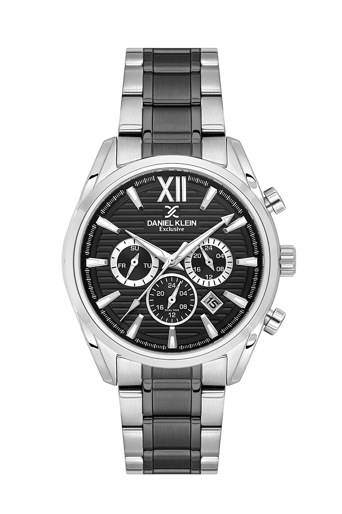 Men Black Dial Silver &amp; Black Chronograph Analogue Watch
