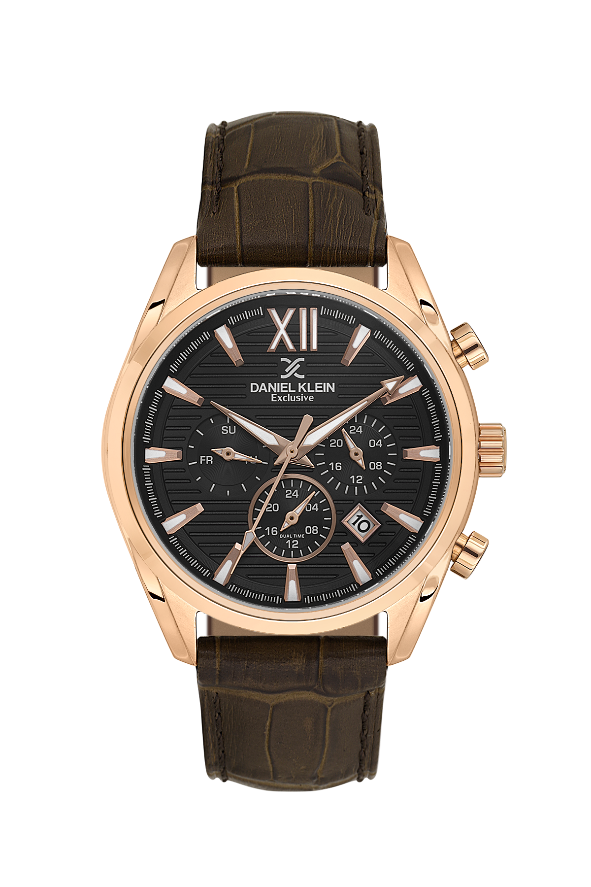 Men Grey Dial Brown Leather Strap Chronograph Analogue Watch