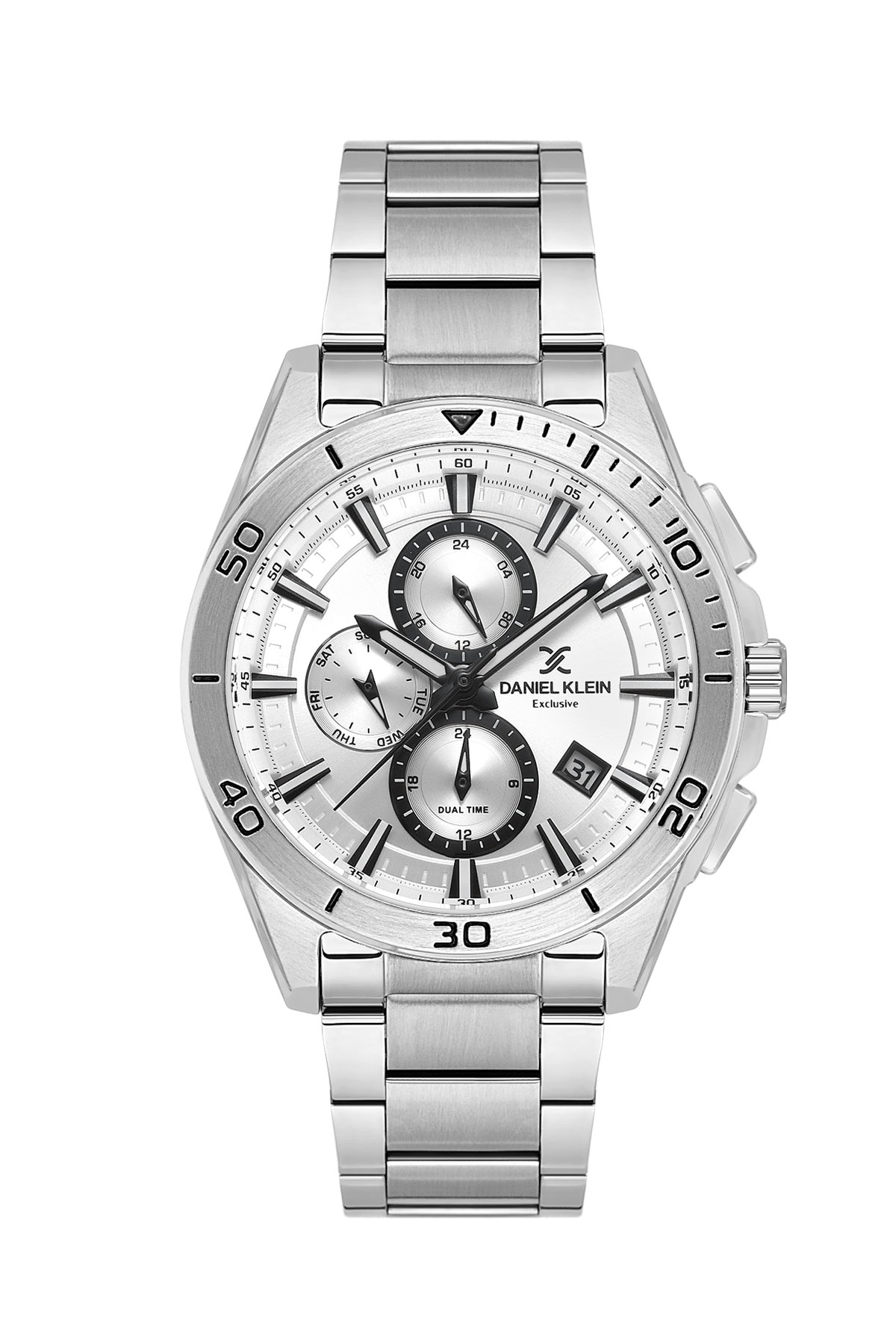 Men Silver Dial Silver Chronograph Analogue Watch