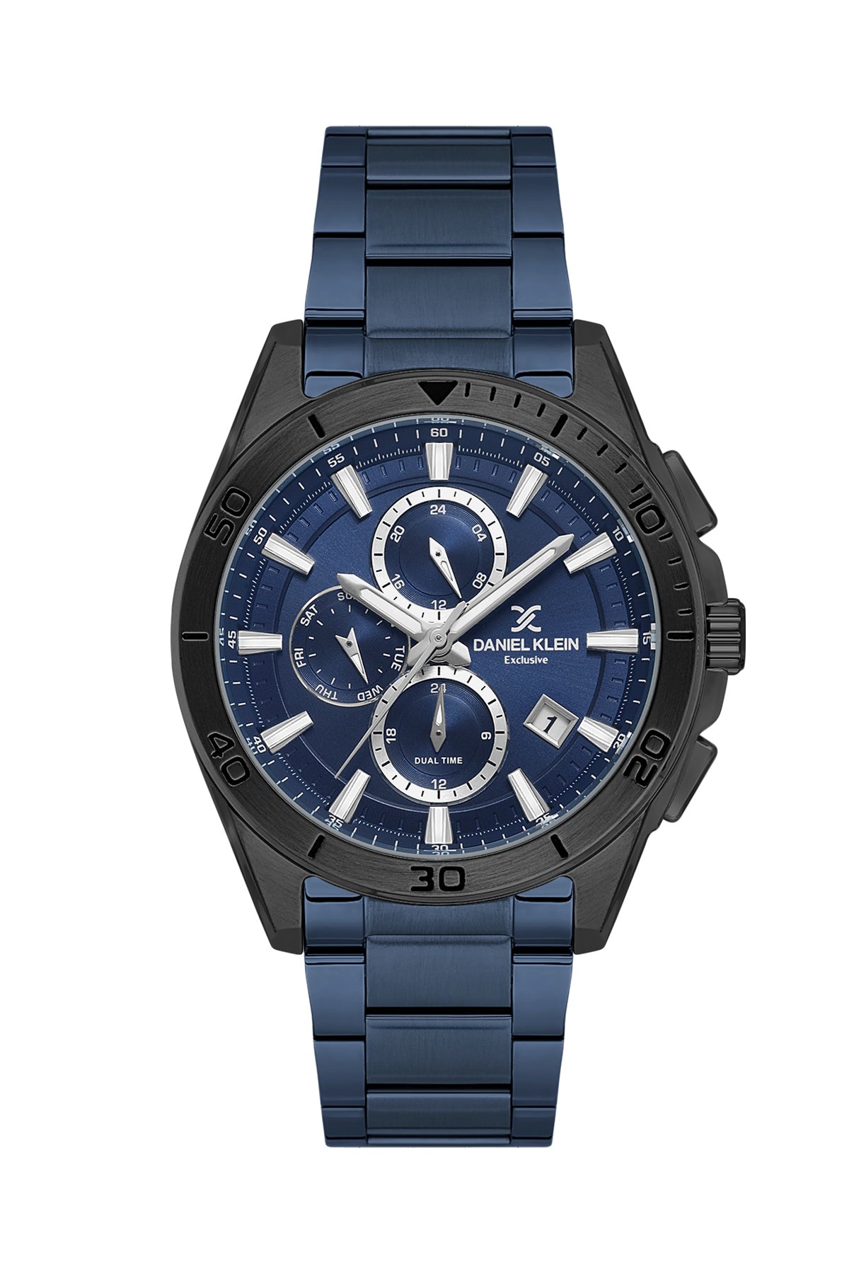 Men Navy Blue Dial Blue Chronograph Analogue Watch