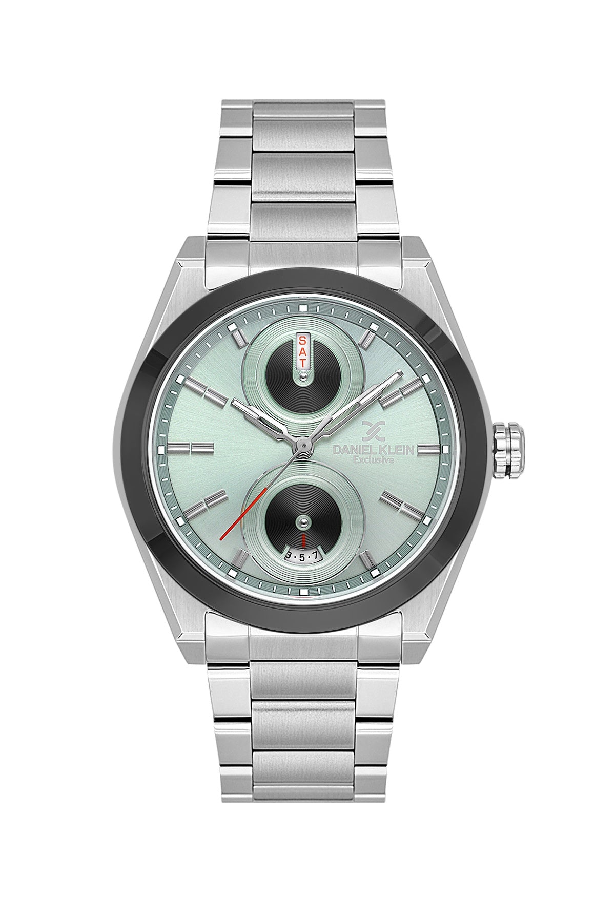 Men Green Dial Silver Multifunction Analogue Watch