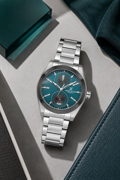 Men Blue Dial Silver Multifunction Analogue Watch