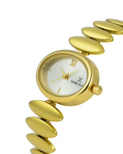 "Daniel Klein Women’s Luxe Oval Gold Bracelet Watch – Elegant White Dial, Premium Design" DK.20.10001-2