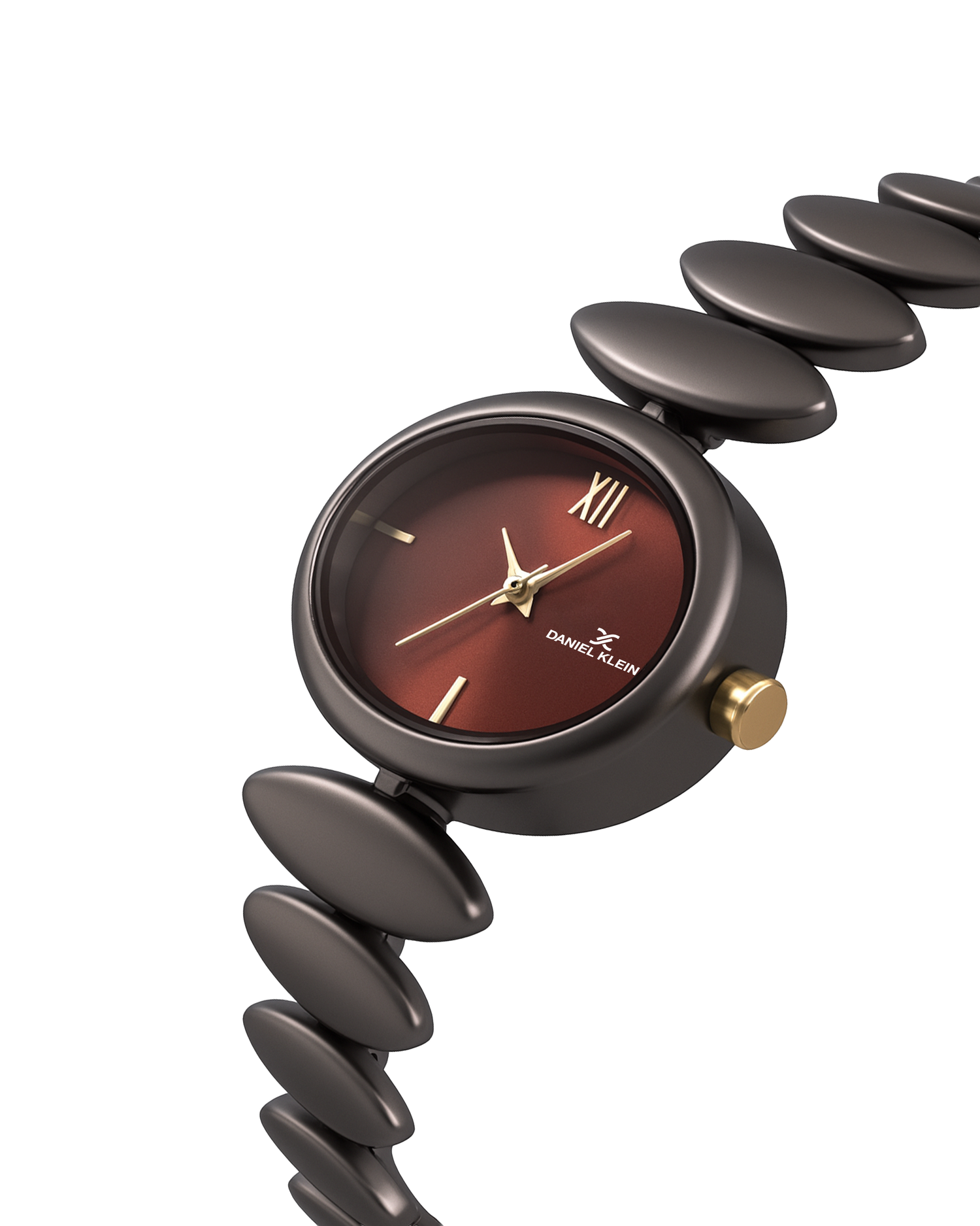 "Daniel Klein Women’s Brown Bracelet Watch – Elegant Maroon Oval Dial, Premium Design "