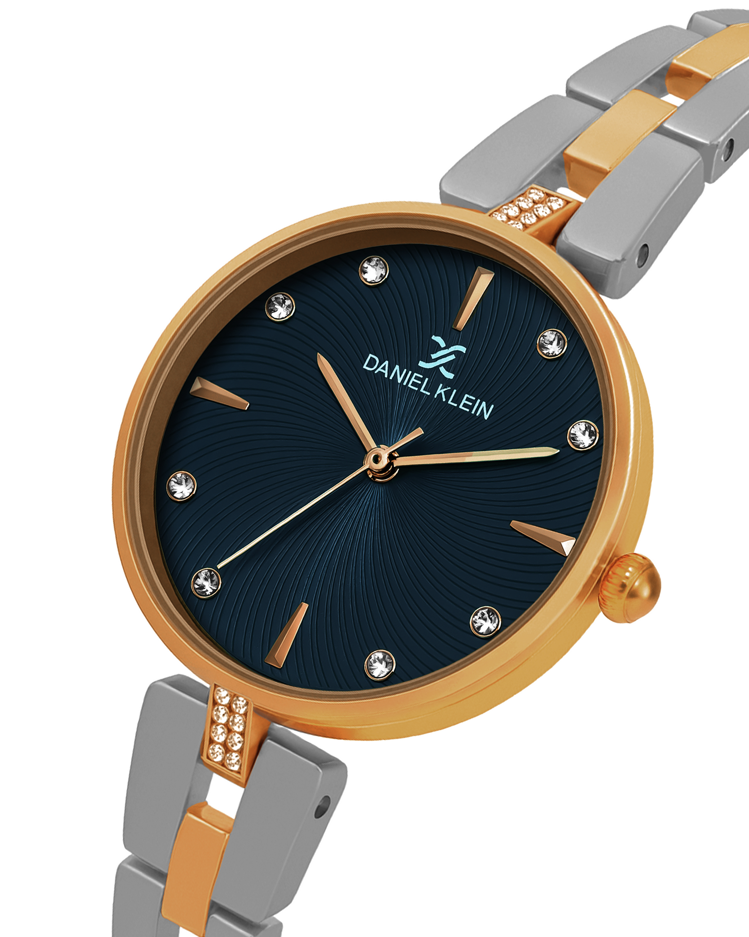 "Daniel Klein Women’s Rose &amp; Silver Two-Tone Bracelet Watch – Bold Blue Dial, Premium Design "