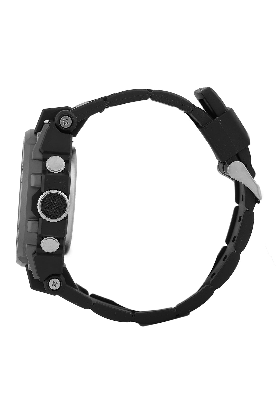 Black Analog Digital Men Watch with Polyurethane Strap