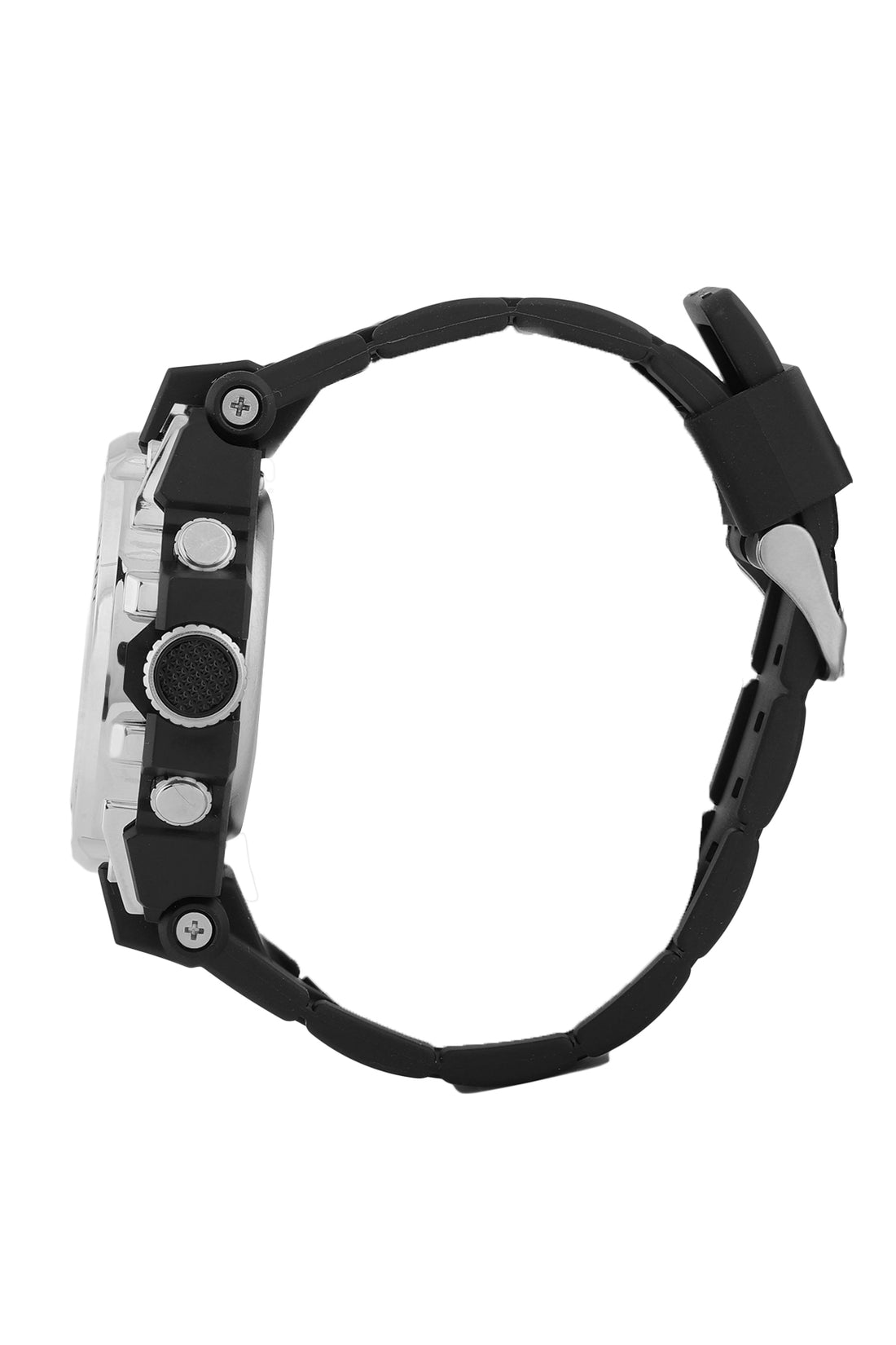 Black Analog Digital Men Watch with Polyurethane Strap