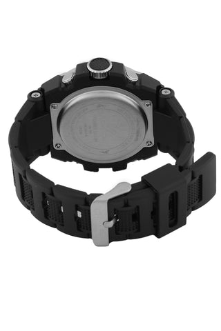 Black Analog Digital Men Watch with Polyurethane Strap