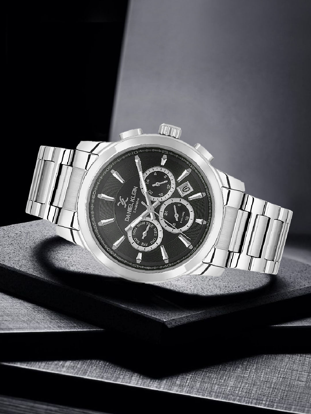 Daniel Klein Men’s Gun Black Dial Stainless Steel Watch DK.6.14031-2