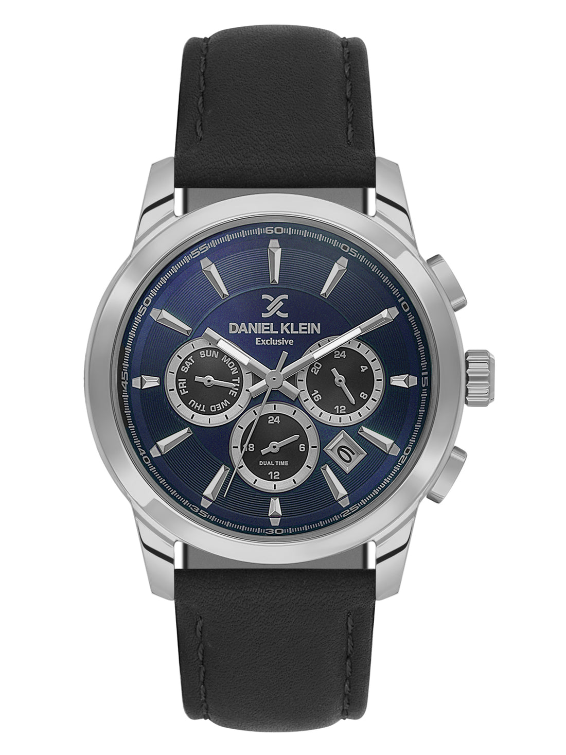 Daniel Klein Men’s Dark Blue Dial Leather Strap Watch DK.6.14032-3