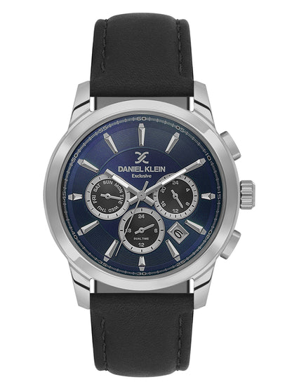 Daniel Klein Men’s Dark Blue Dial Leather Strap Watch DK.6.14032-3