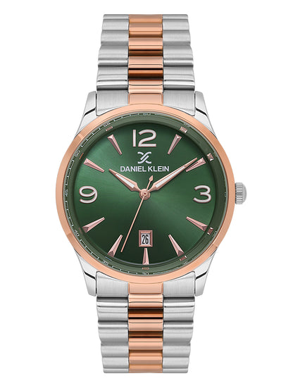 Daniel klein Dual-Tone IPS/IP Pink R.Gold Dark Green Sunray Dial Watch for Men DK.6.14033-5