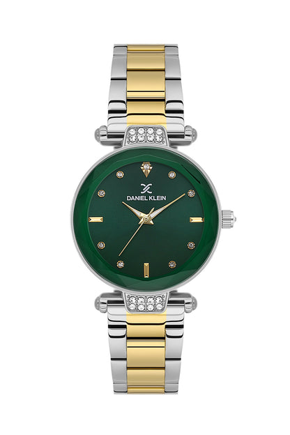 Daniel Klein Women’s Analog Watch – Dark Green Dial, Silver–Gold Strap DK.6.14132-4