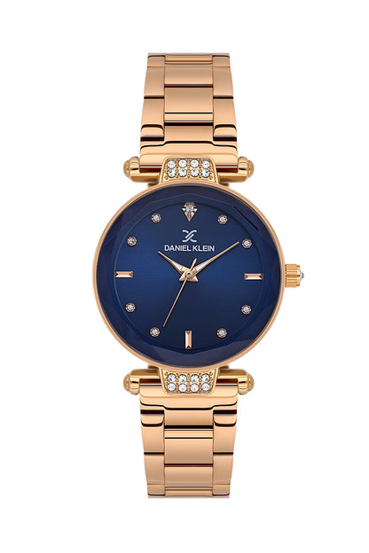Daniel Klein Women’s Analog Watch – Blue Dial, IP Pink Rose Gold Strap DK.6.14132-6