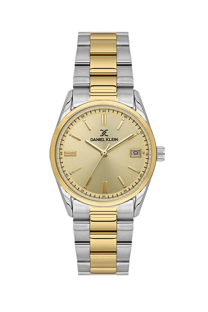 Daniel Klein Women’s Analog Watch – Light Champagne Dial, Silver–Gold Strap DK.6.14133-4