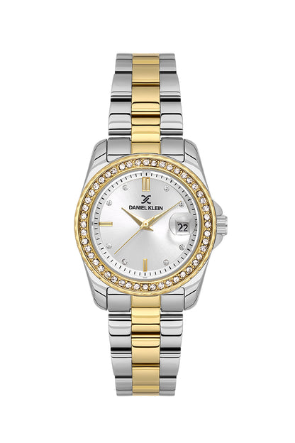 Daniel Klein Women’s Analog Watch – Silver Dial, Silver–Gold Strap DK.6.14134-3