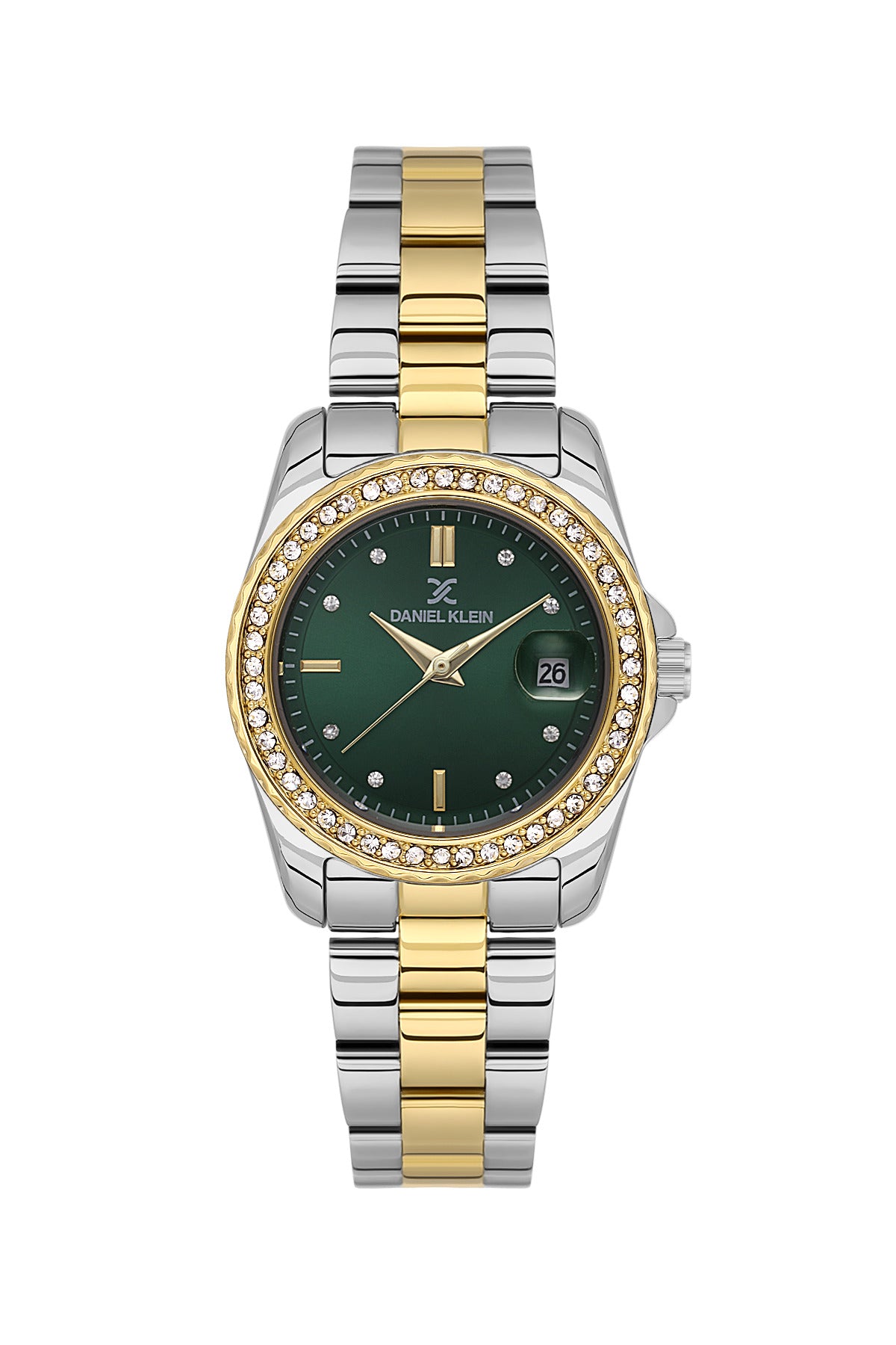 Daniel Klein Women’s Analog Watch – Dark Green Dial, Silver–Gold Strap DK.6.14134-4