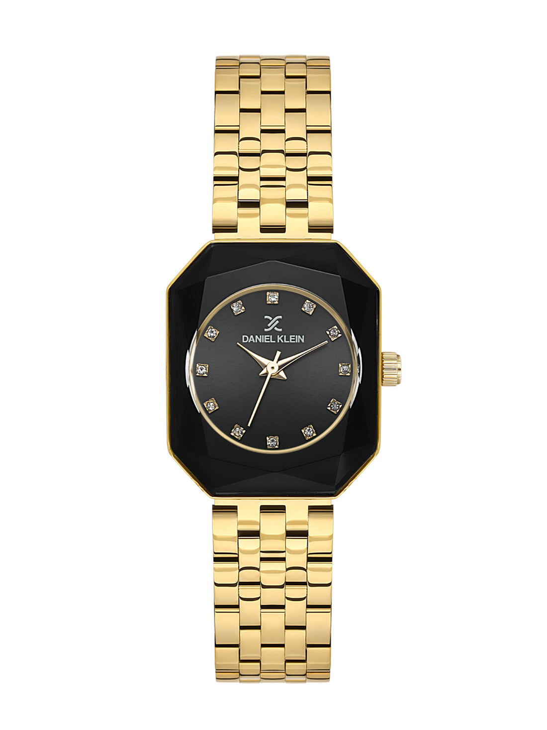 Daniel Klein Analog Black Round Dial Gold/Black Case Gold Strap Quartz Water-Resistant Wrist Watch for Women Girls, Ladies DK.6.14182-3