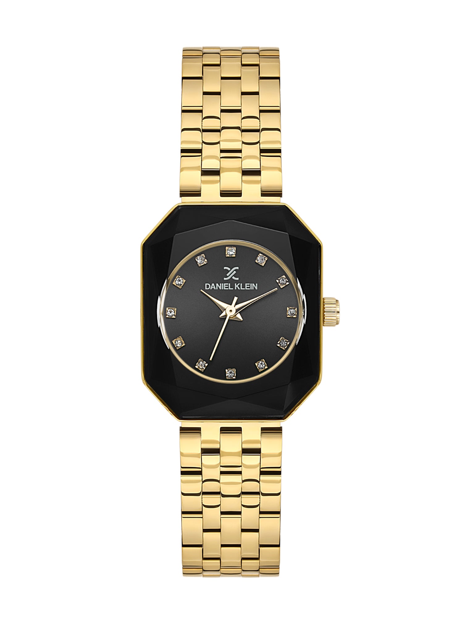 Daniel Klein Analog Black Round Dial Gold/Black Case Gold Strap Quartz Water-Resistant Wrist Watch for Women Girls, Ladies DK.6.14182-3