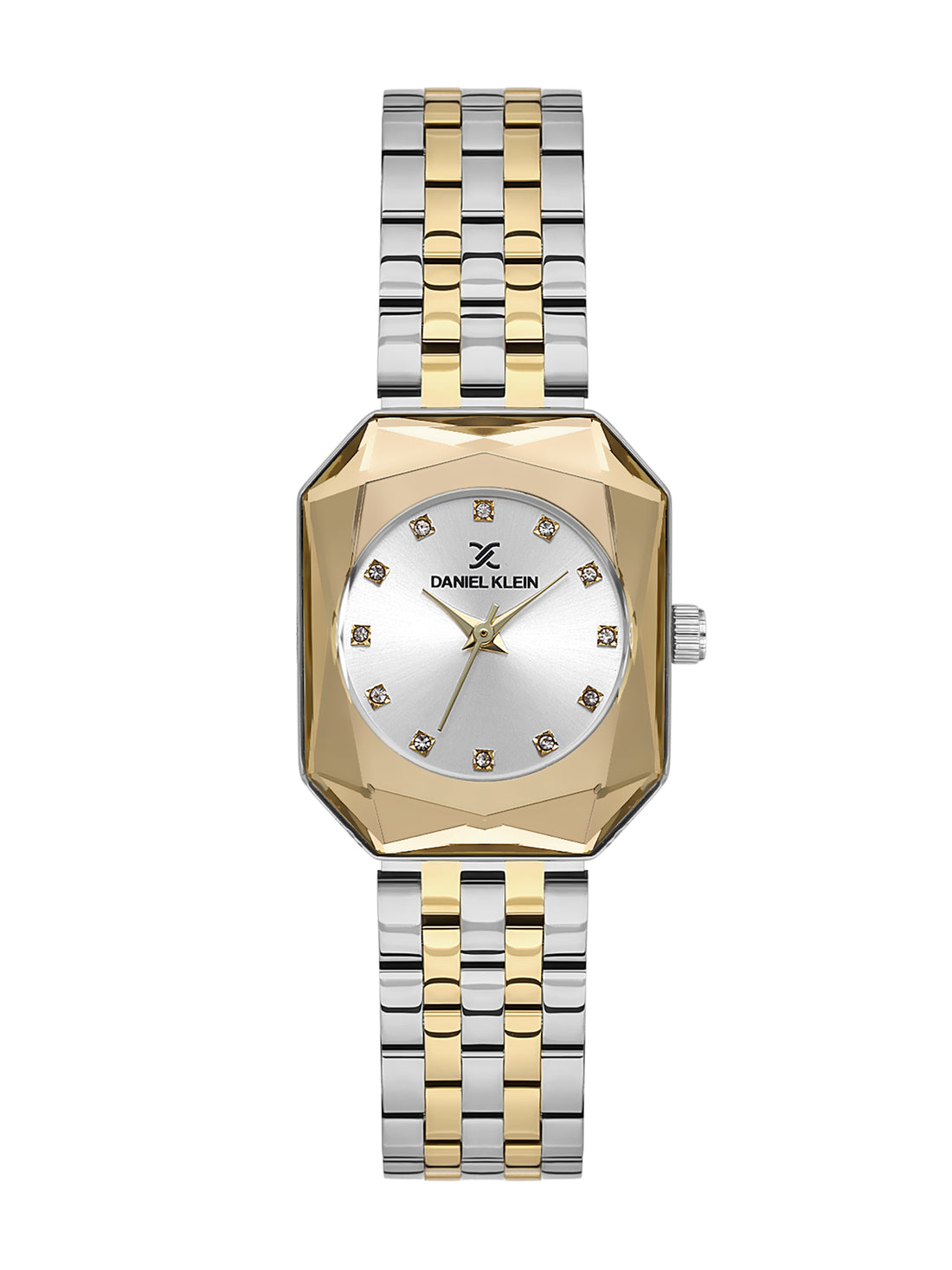Daniel Klein Analog Silver Round Dial Silver and Gold Case Silver Strap Quartz Water-Resistant Wrist Watch for Women Girls, Ladies DK.6.14182-5