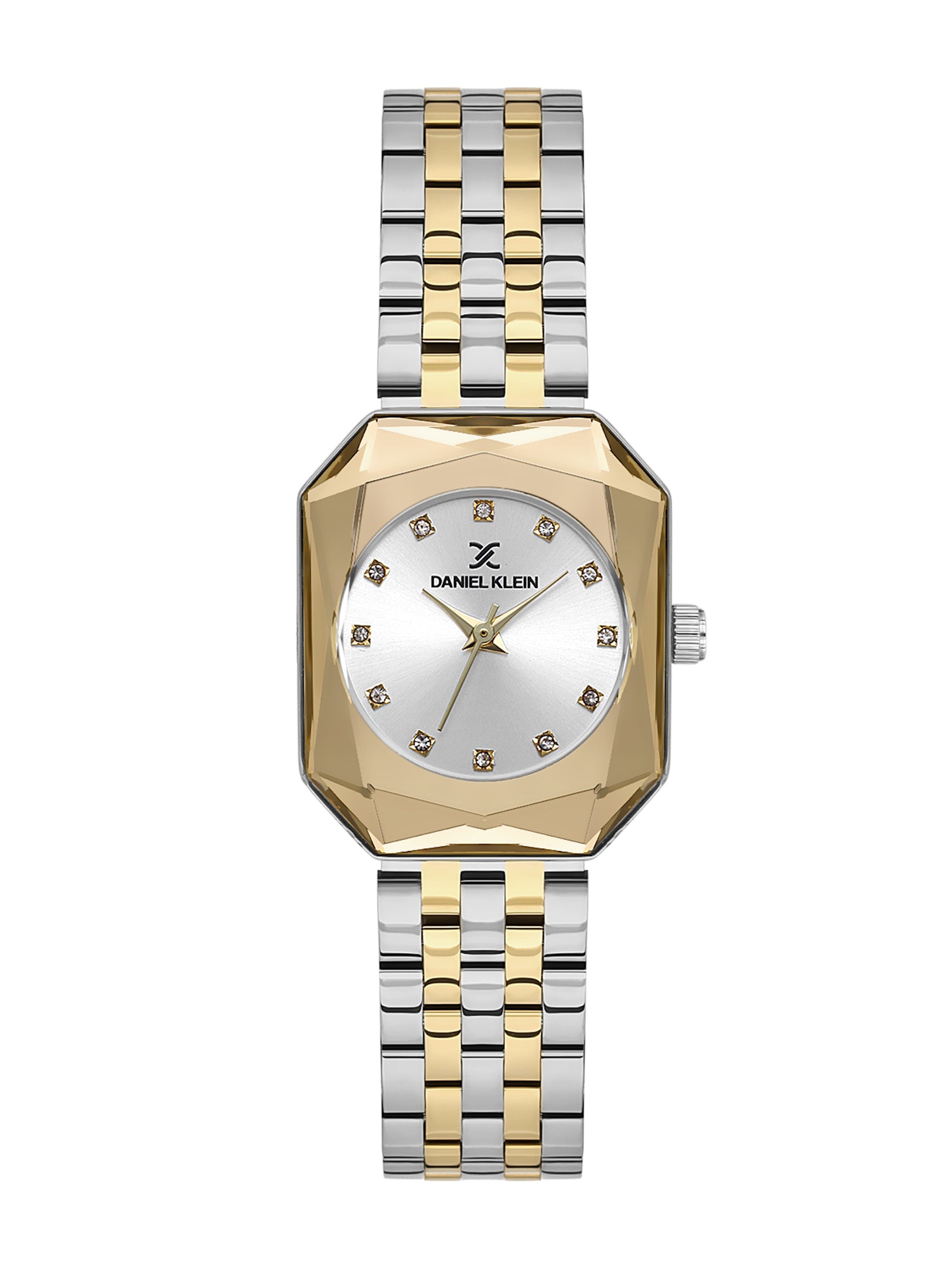 Daniel Klein Analog Silver Round Dial Silver and Gold Case Silver Strap Quartz Water-Resistant Wrist Watch for Women Girls, Ladies DK.6.14182-5