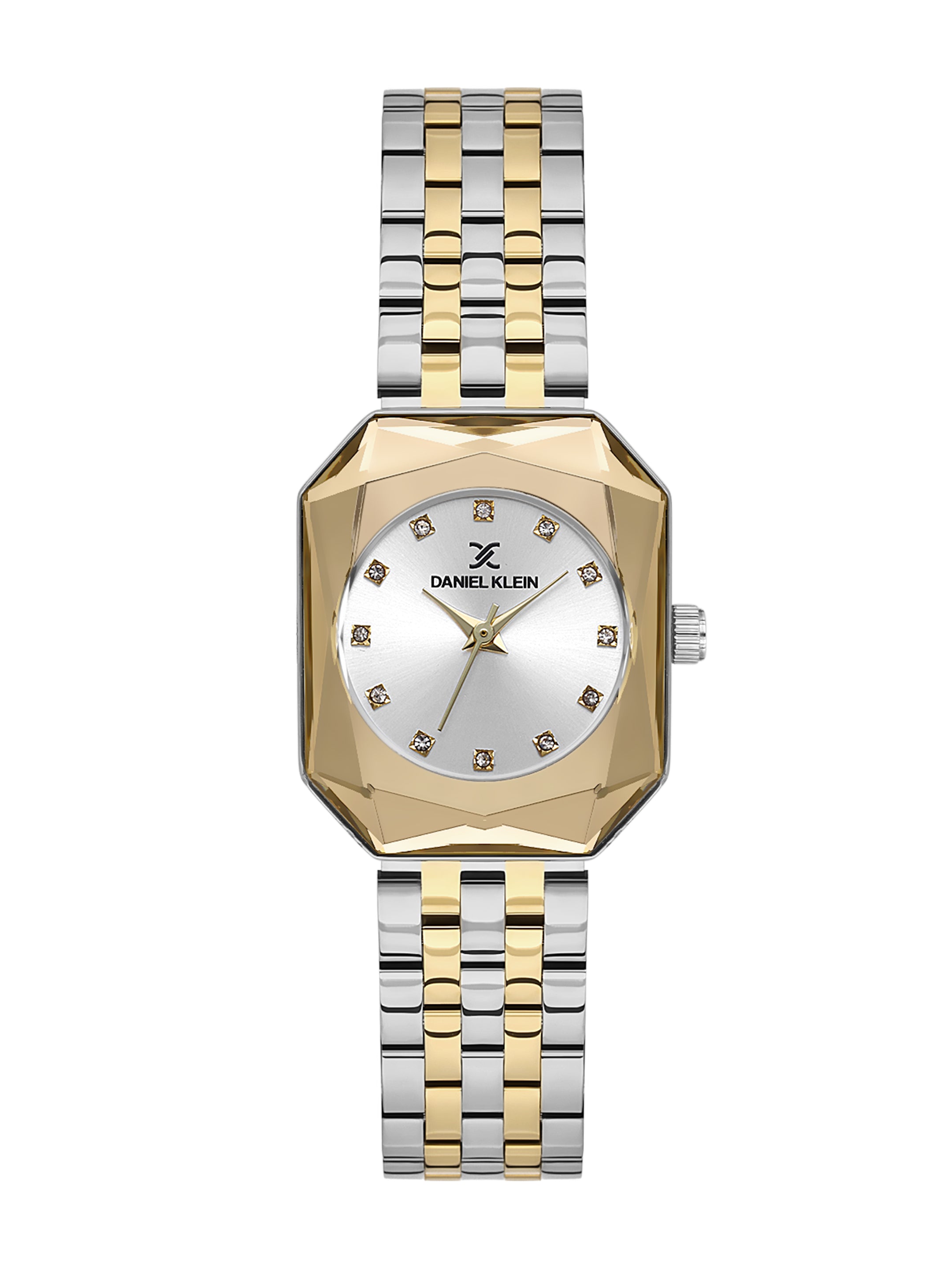 Daniel Klein Analog Silver Round Dial Silver and Gold Case Silver Strap Quartz Water-Resistant Wrist Watch for Women Girls, Ladies DK.6.14182-5
