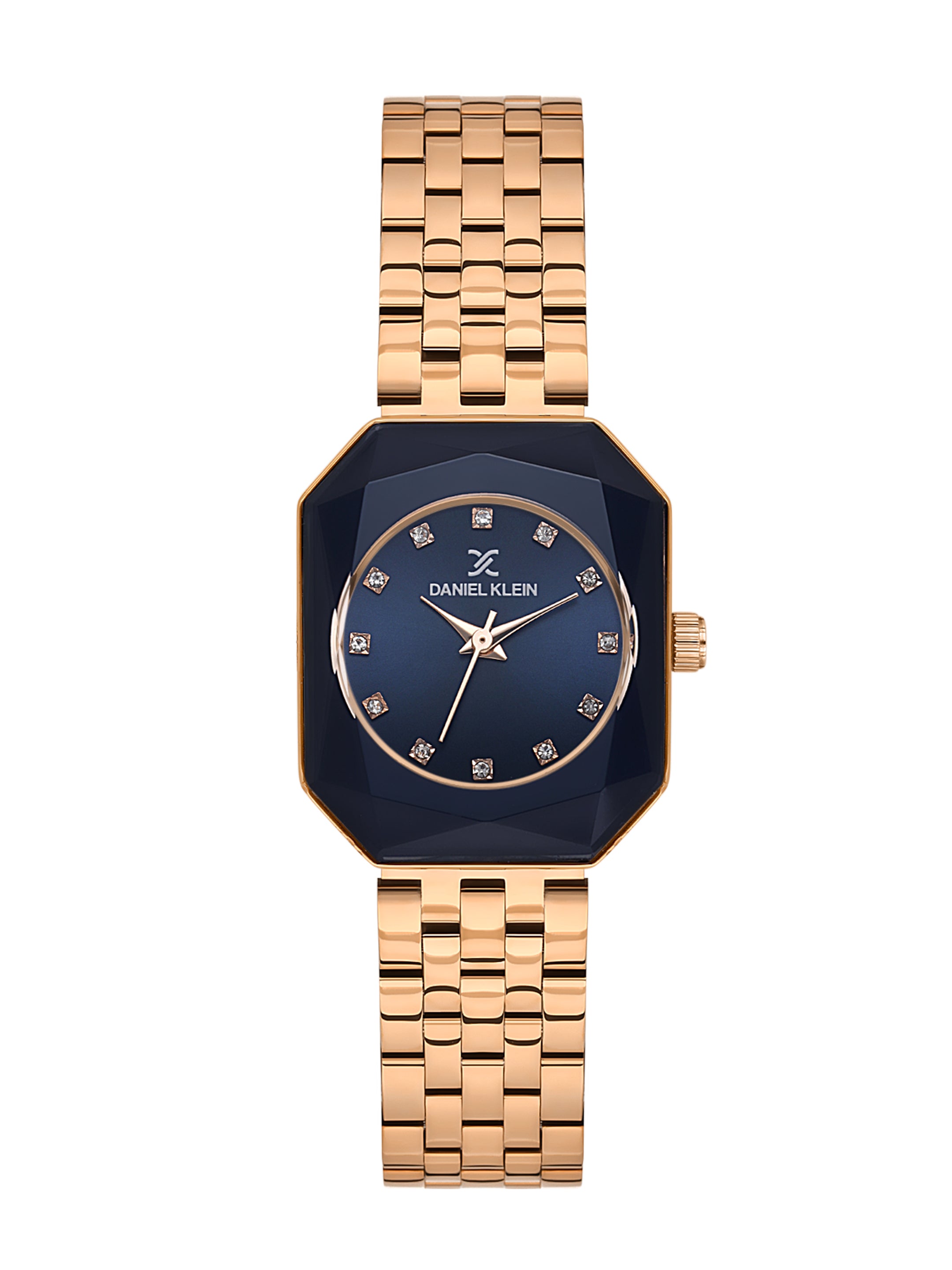 Daniel Klein Analog Blue Round Dial Pink Rose Gold/Dark Blue Case Pink Rose Gold Strap Quartz Water-Resistant Wrist Watch for Women Girls, Ladies DK.6.14182-6