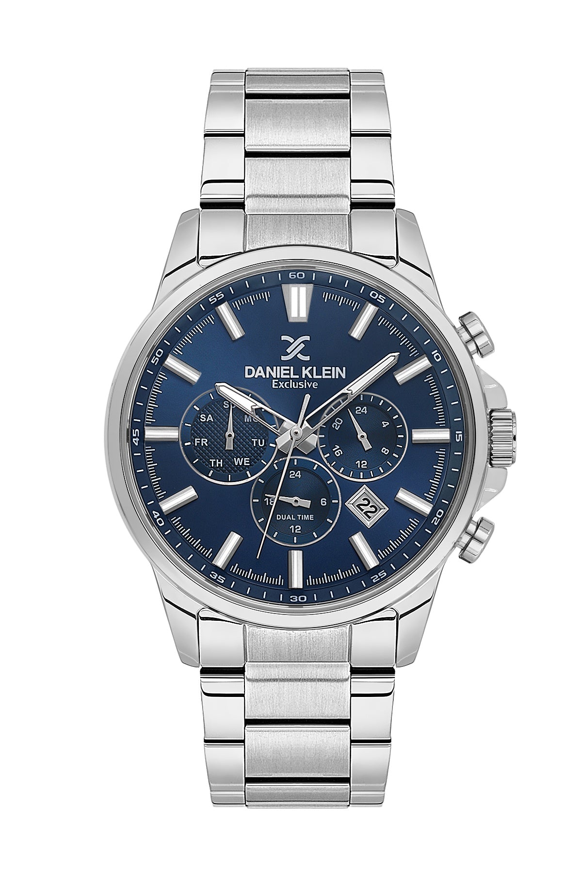 Men Blue Dial Silver Chronograph Analogue Watch