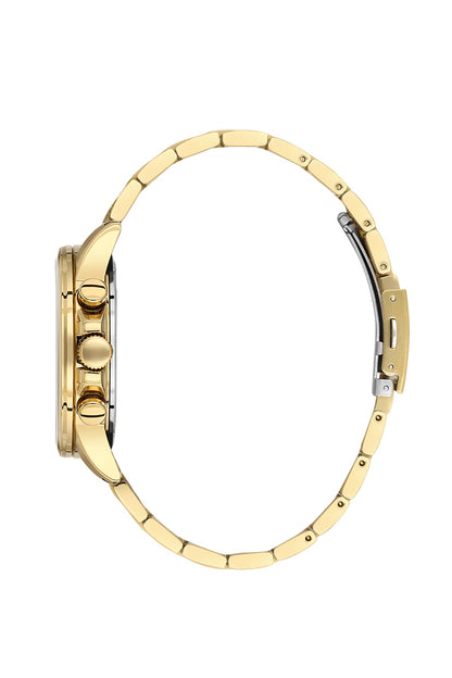 Men Black Dial Gold Chronograph Analogue Watch