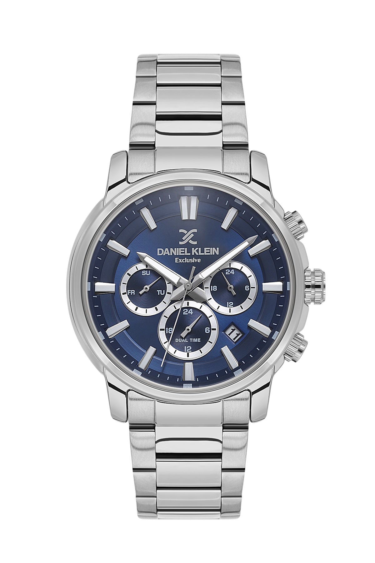 Men Royal Blue Dial Silver Chronograph Analogue Watch