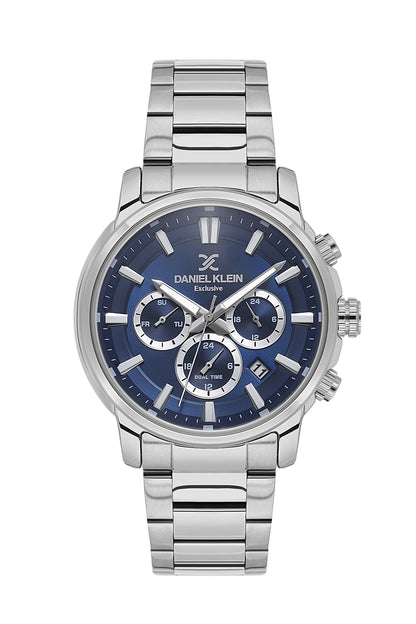 Men Royal Blue Dial Silver Chronograph Analogue Watch