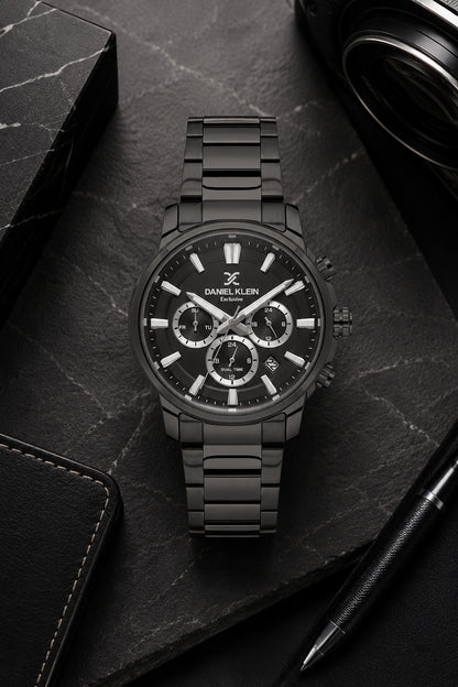 Men Grey Dial Gunmetal Chronograph Analogue Watch
