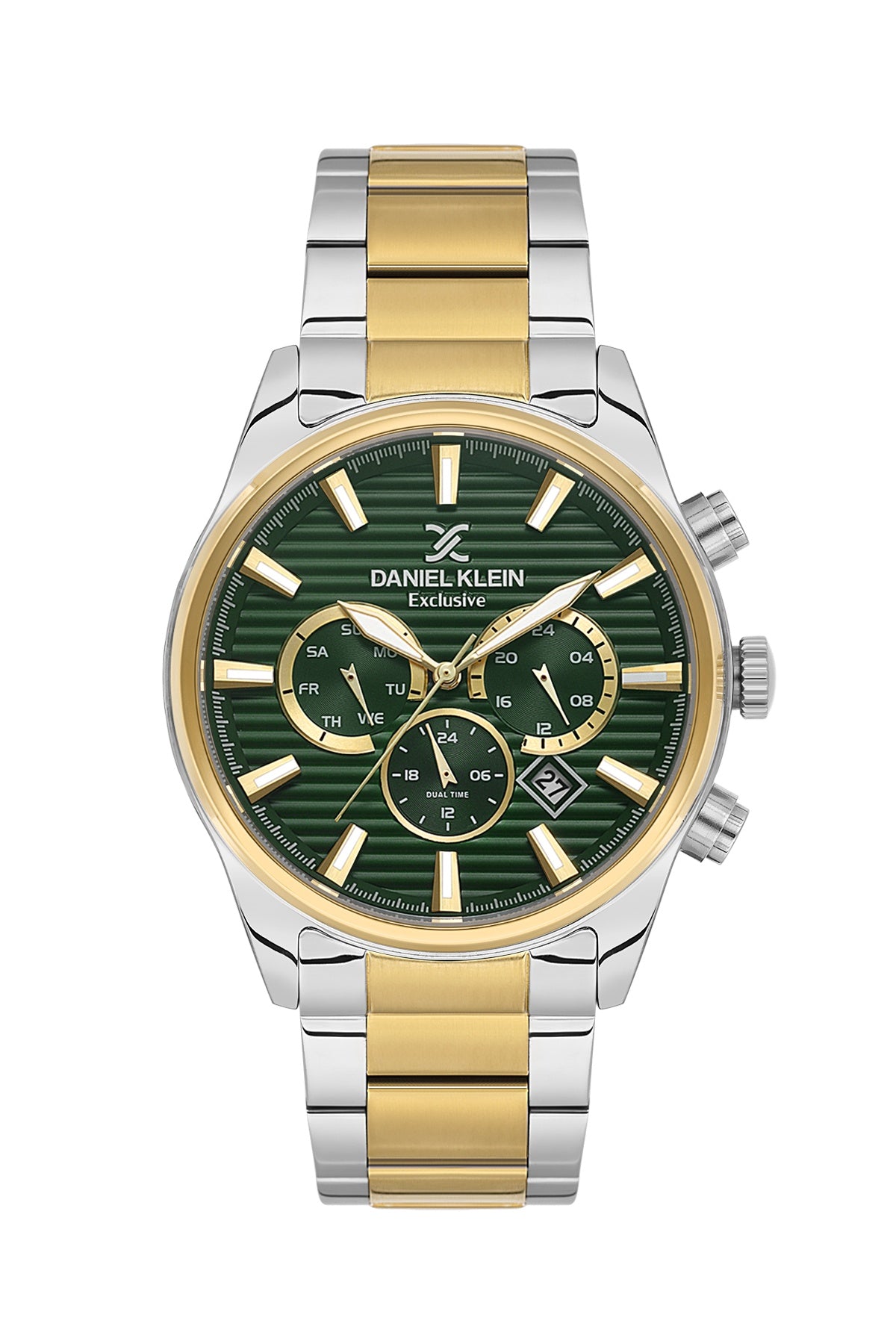 Men Green Dial Gold &amp; Silver Chronograph Analogue Watch