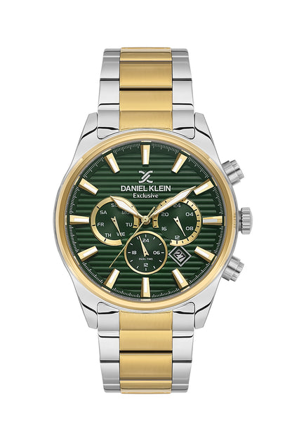 Men Green Dial Gold &amp; Silver Chronograph Analogue Watch