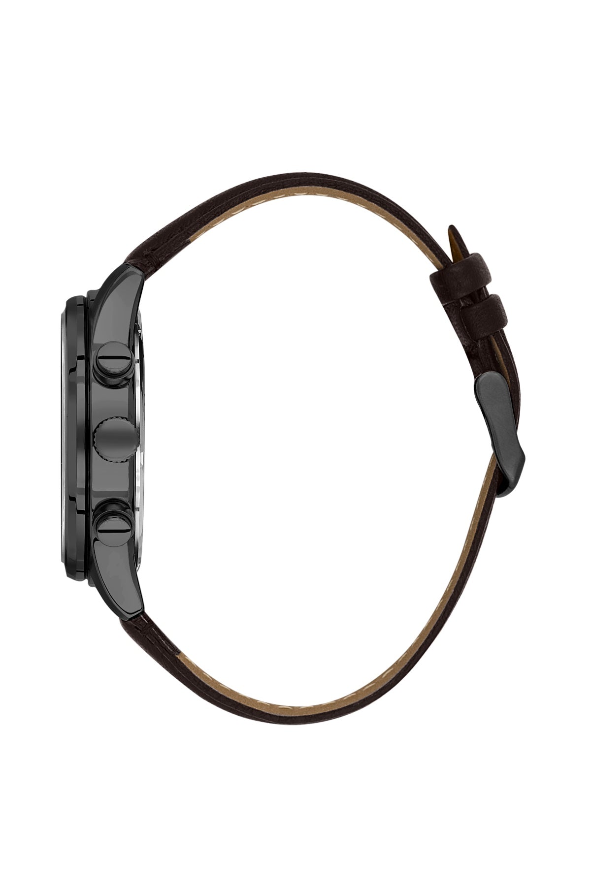 Men Grey Dial Brown Leather Strap Chronograph Analogue Watch