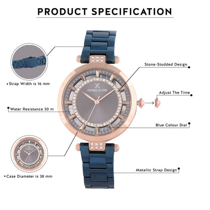 Daniel Klein Premium Women Blue Dial Watch