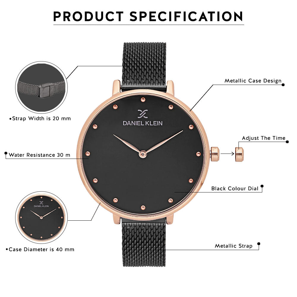 Daniel Klein Premium Women Black Dial Watch