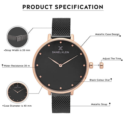 Daniel Klein Premium Women Black Dial Watch