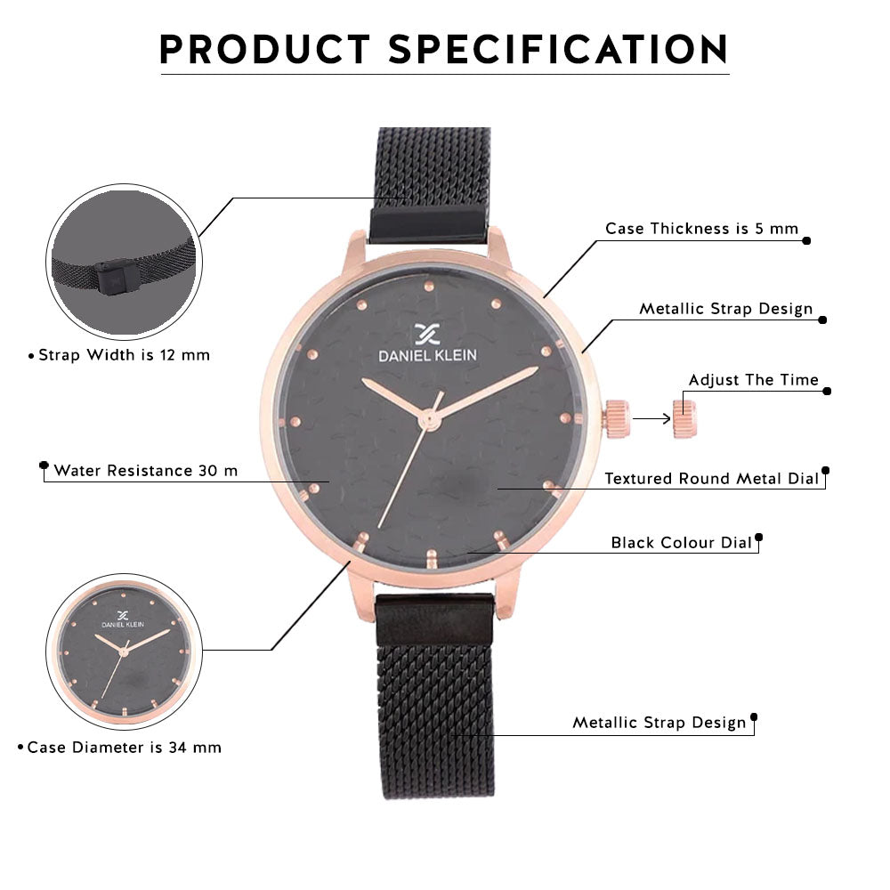 Daniel Klein Premium Women Black Dial Watch