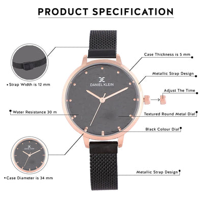 Daniel Klein Premium Women Black Dial Watch