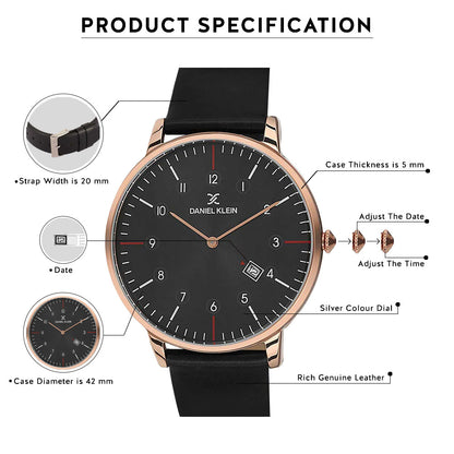 Daniel Klein Premium Men Gun Black Dial Watch