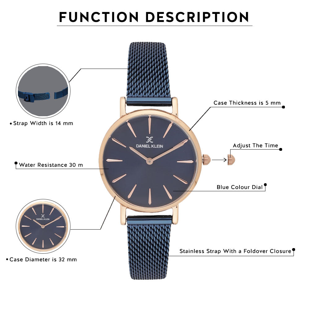 Daniel Klein Premium Women Blue Dial Watch