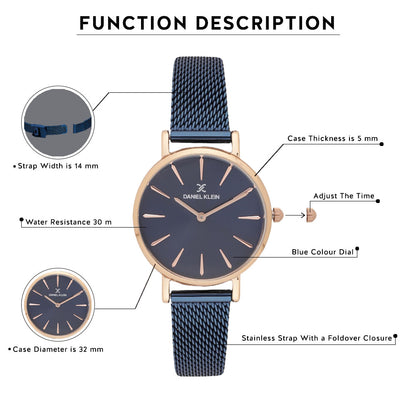 Daniel Klein Premium Women Blue Dial Watch