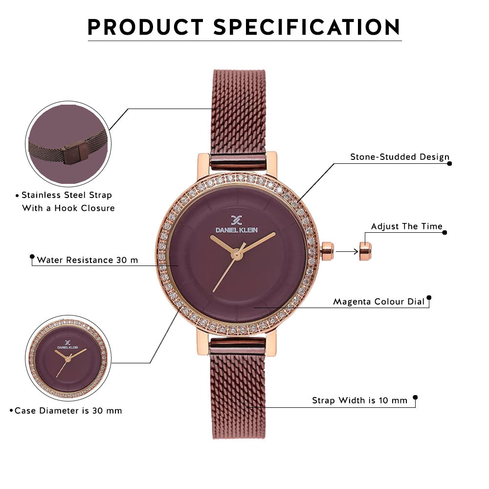 Daniel Klein Fiord Women Magenta Dial Watch